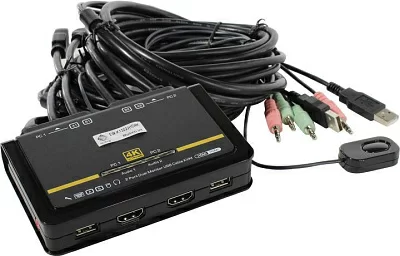 Переключатель Multico EW-K13022HD4K 2port Dual Monitor USB KVM Switch(клавUSB+мышьUSB+2xHDMI+AudioпроводнойПДУкабели несъемн)