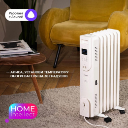 Масляный радиатор Timberk Home Intellect T-OR1507-F10E-WF, 1500Вт, 7 секций, 3 режима, белый