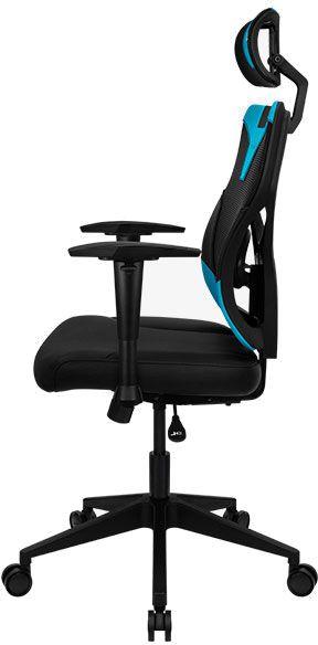 Кресло игровое Aerocool Guardian, экокожа/сетка, до 150кг, мультиблок, регулируемые 2D подлокотники,  черный/голубой