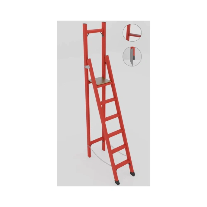 Стремянка стеклопластиковая с вертикальной опорой Оникс Технологии ССВ-2,7 h=2690 мм, h рабочей площадки=1900 мм 72055L-ONIKS