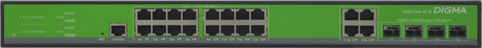 Коммутатор Digma DSW716G-4C-R (L2+) 16x1Гбит/с 4xКомбо(1000BASE-T/SFP) управляемый