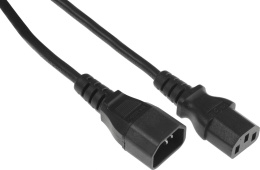 Шнур питания Hyperline PWC-IEC13-IEC14-1.0-BK C13-С14 проводник.:3x0.75мм2 1м 230В 10А упак.:1шт черный