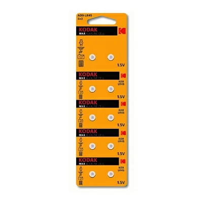 Kodak AG9 (394) LR936, LR45 [KAG9-10] Max Button Cell (100/1000/70000) (10 шт. в уп-ке)