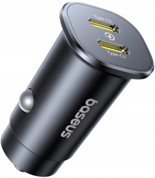 Автомобильное зарядное Baseus BS-C15C2 GoTrip DP1 Car Charger C+C 30W Cosmic Black C00072300123-01 30Вт, для телефонов, для планшетов, максимальное количество одновременно подключаемых устройств: 2шт, разъемы