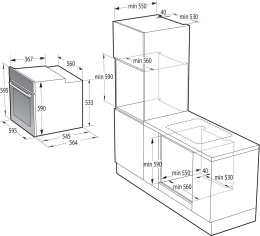 Духовой шкаф электрический Gorenje BOSB6737E06X, 77л, дверца с 2 стеклами, нержавеющая сталь/черный
