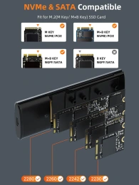 Внешний корпус USB-C CABLETIME CB32G (CT-SSD03-AG) USB 3.1 TYPE-C для NVME M.2 SSD PCIE CENGUE