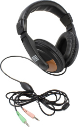 Полноразмерные наушники с микрофоном гарнитура ExeGate Office HS-130S регулировка оголовья, 2x3.5мм, динамик 40мм, 20-20000Гц, длина кабеля 2.2м, регулировка громкости EX295315RUS