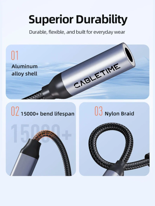 Удлинительный кабель CABLETIME CP79G (CT-C160-PU31-CMAU(D)-AS0.1) 0.1 м, ЦИФРОВОЙ *USB C TO AUDIO, черный