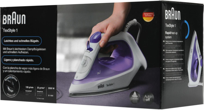 Утюг Braun SI1080VI,  с паровым ударом,  2000Вт,  фиолетовый и белый