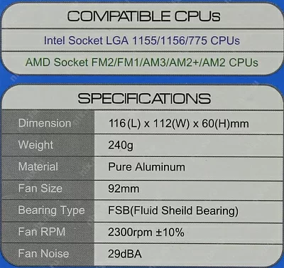 Охладитель ZALMAN CNPS90F (3пин 775/1155/754-AM2/AM3/AM4/FM1 28дБ 2300 об/мин Al)