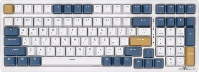 Клавиатура Royal Kludge RK98 (белый/голубой/коричневый, механическая, USB/2.4 GHz/Bluetoth, подсветка RGB, горячая замена клавиш Hot Swap, коричневые свичи)
