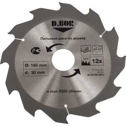 Пильный диск по дереву 165x30/20 мм, Z12 D.BOR D-9K-801651205D