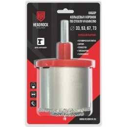 Набор коронок по керамической плитке 4 предм., 33, 53, 67, 73 мм HEADROCK 695-704-337