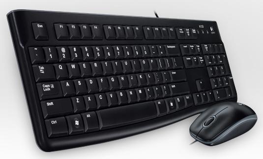 Комплект клавиатура+мышь Logitech MK120, USB, проводной, заводское нанесение кириллицы, черный [920-002561]