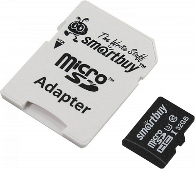 Карта памяти SmartBuy SB32GBSDCL10U3-01 microSDHC 32Gb UHS-I U3 + microSD--SD Adapter