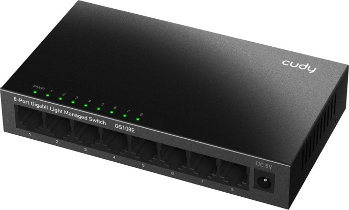 Коммутатор CUDY 8-Port Gigabit Light Managed Switch 8-Port Gigabit Light Managed Switch, 8 10/100/1000M RJ45 Ports, Desktop Metal Case, Power Saving, Plug & Play, Local management via WEB GUI, support STP/RSTP, 802.1Q/MTU/Port Based/Voice VLAN, Static Lin