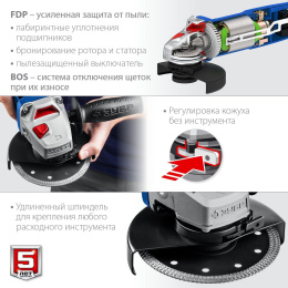 Угловая шлифмашина Зубр УШМ-П125-1500 ЭПСТ