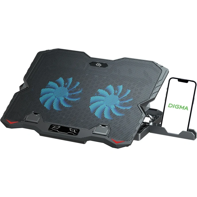Подставка для ноутбука DIGMA D-NCP150-2 15.6 дюйма 360x260x27 мм 38дБ 2xUSB 2x120 мм FAN 650 г металл/пластик 1914403