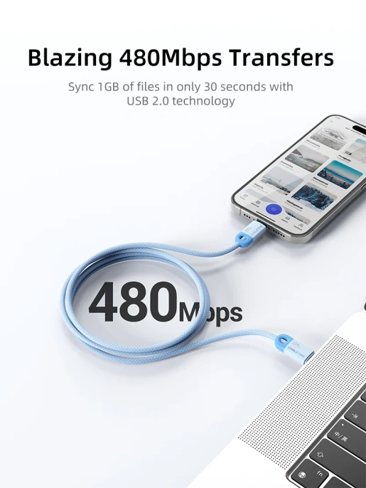 Кабель USB-C CABLETIME CUP0E (CT-CM100-PBL0.5) синий 0,5 м для смартфонов, планшетов