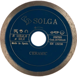 Диск алмазный сплошной (115х22,2 мм) CERAMICS MARBLE Solga Diamant 15700115