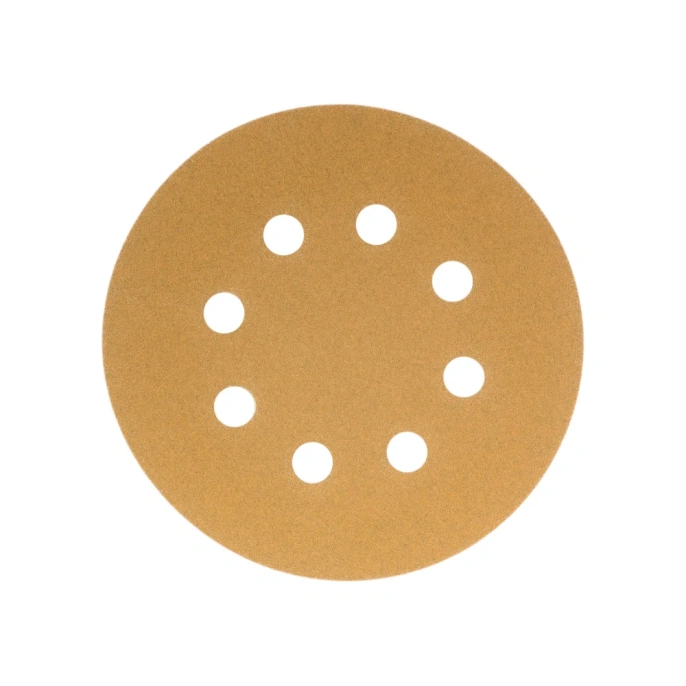 Диск абразивный с липучкой Sandpaper (yellow) 125 мм, 8 отверстий, P120, 10 шт BRUSHTEX 125Y8-120