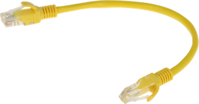 Патч-корд PREMIER PP12-0.25M/Y литой (molded), UTP, кат.5E, 0.25м, 4 пары, 26AWG,  алюминий омедненный,  многожильный,  желтый