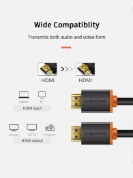 Кабель CABLETIME CH23H (CT-AV540-HE2GN-B1) 1 м, HDMI2.0 AM/AM, 4k/60 Гц, позолоченный, черная ПВХ-оболочка