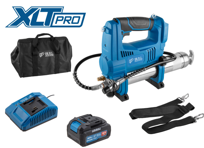 Аккум. шприц для смазки BULL CGG 6818 в кор. XLTpro 18 В, 680 атм., 282 г/мин, 1х4 А*ч, з/у 4 А 1325894