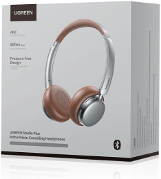 Наушники беспроводные накладные UGREEN HP207 75629 Studio Plus Bluetooth Active Noise-Cancelling Headphones. Цвет: серебристо-коричневый (75629_)