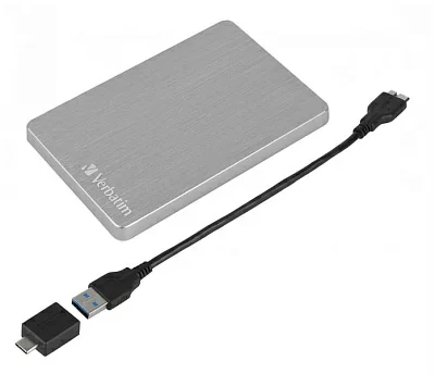 Внешний жеский диск Verbatim HDD External STORE N GO ALU SLIM 2,5" 1Tb USB 3.2 GEN1 Silver