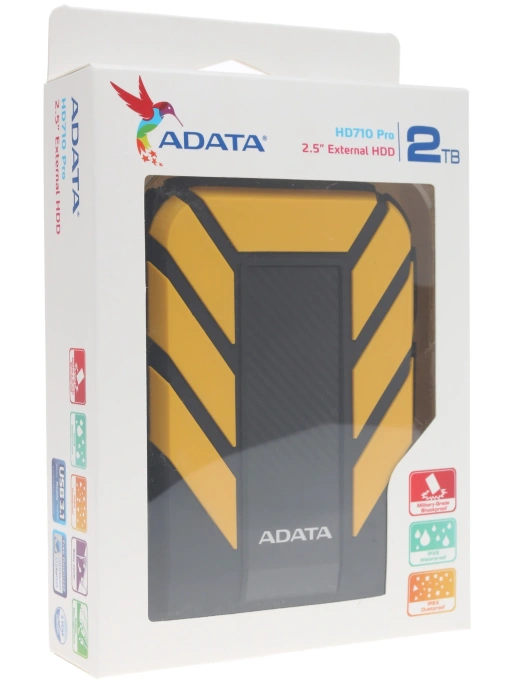 2ТБ Внешний диск HDD  A-Data DashDrive Durable HD710Pro, USB 3.0, желтый [ahd710p-2tu31-cyl]