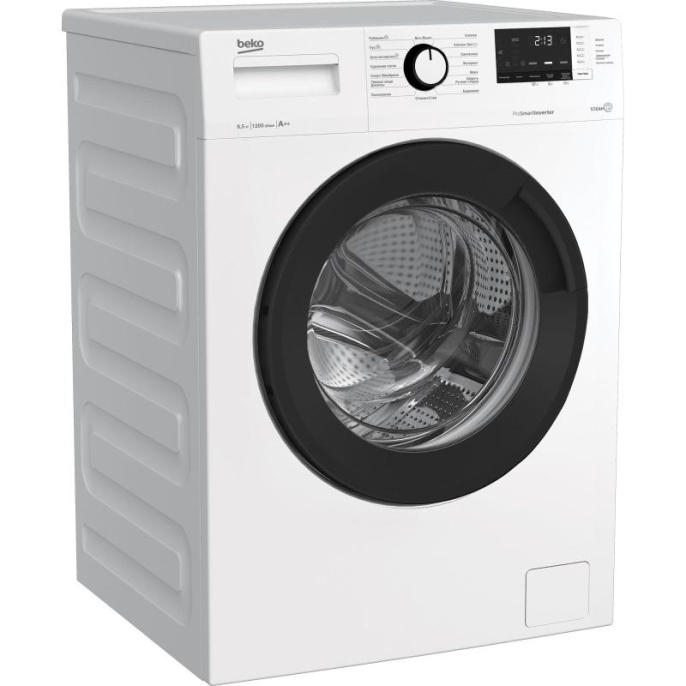Стиральная машина Beko WSRE6H612ZAWI, с фронтальной загрузкой, 6.5кг, 1200об/мин, с паром, инверторная