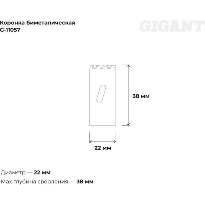 Коронка биметаллическая 22 мм; 38 мм Gigant G-11057