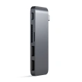 USB-хаб Satechi Type-C USB 3.0 Passthrough Hub для Macbook 12". Порты: 1x USB-C, 2 x USB 3.0, SD, microSD. Цвет серый космос. (ST-TCUPM)