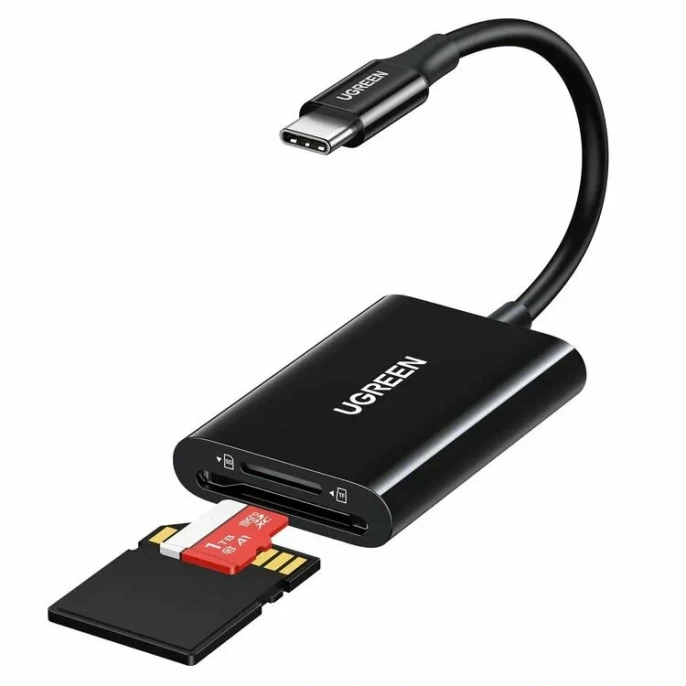 Кардридер многофункциональный UGREEN CM265 (35622) USB-C 3.1 to TF/SD 3.0 Multifunction Card Reader. Цвет: черный
