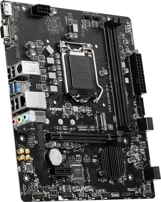 Материнская плата MSI PRO H510M-B II Soc-1200 H470 PCI-Ex16 PCI-Ex1 2xDDR4 2933Mhz M.2 VGA+HDMI mATX RTL нет поддержки 11 поколения