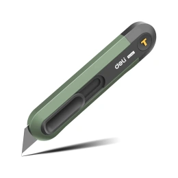 Технический нож DELI home series green ht4008l Т-образное лезвие, эксклюзивный дизайн, софттач пластик, безопасная конструкция, подарочная упаковка 112884