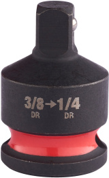 Переходник Milwaukee Shockwave с 3/8" квадратный хвостовик на 1/4" квадратный хвостовик 4932480299 легированная сталь, конструкция с двойным отверстием и канавкой для аксессуаров безопасности, с шариковым фиксатором