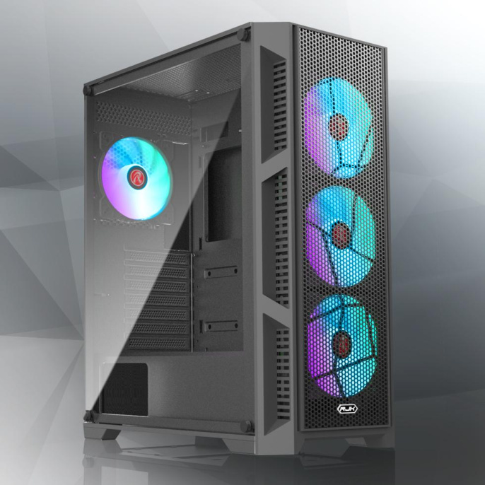 Корпус без блока питания Case Raijintek ARCADIA III-MS4, Midi-Tower, TG, 4x120mm ARGB, 1xUSB-A 3.0 + 2xUSB 2.0, ATX, mATX, mITX Black
