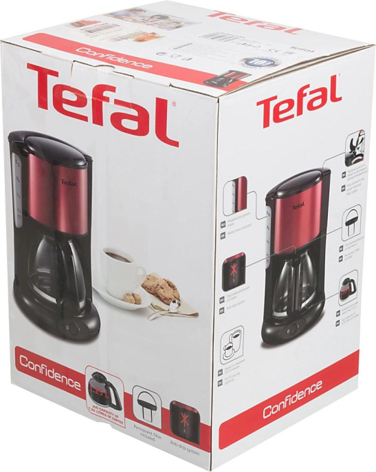 Кофеварка капельная Tefal CM361E38 1200Вт красный 7211002513