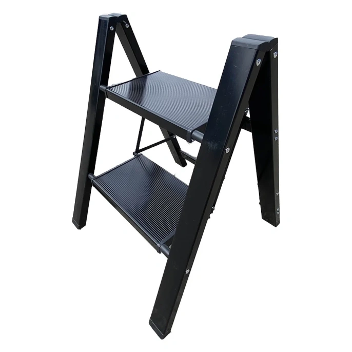 Алюминиевая стремянка SevenBerg milano 2 широкие ступени чёрная Milano-2 black