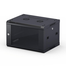NEOMAX Шкаф телекоммуникационный настенный 9U 600х450 , стеклянная дверь, замок-ключ 3 шт , разборный, цвет черный 1 коробка [NCB-WM9U-6045GK3-100-BK]