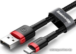 Кабель Baseus CALKLF-B19 Cafule Cable USB to Lightning 2.4A, нейлоновая оплётка, 1m Red+Black