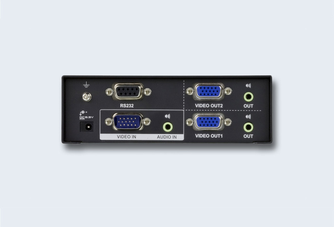 Разветвитель, электрон. ATEN VS0102-AT-G, SVGA+AUDIO, 1 2 монитора 450MHz, 65 метр., F M, без шнуров, Б.П. 220 5.3V, VANCRYST