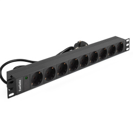 Блок розеток ExeGate ServerPro PDU-19H905 Al-9S-EU3CU, 19, 1U, алюминий, 9Schuko, евровилка, 3м 280851
