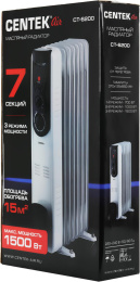 Масляный радиатор CENTEK CT-6200, 1500Вт, 7 секций, 3 режима, белый