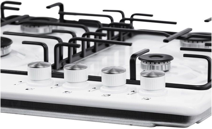 Газовая варочная панель NORDFROST HS 6040 W,  4 конфорки,  эмалированная сталь,  белый