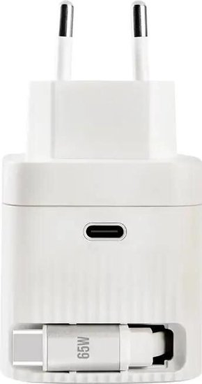Сетевое зарядное устройство TTEC 2SCG05B SmartCharger Duo GAN 65W PD Travel Fast Charger USB-C со встроенным кабелем PD 65W USB-C. Длина кабеля: 70см. Цвет: белый