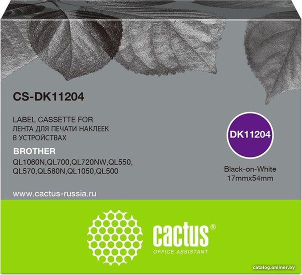 Картридж ленточный Cactus CS-DK11204 DK-11204 черный на белом для Brother P-touch QL-500, QL-550, QL-700, QL-800