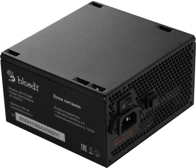 Блок питания BLOODY BD-PS700W,  700Вт,  80 PLUS WHITE,  120мм, черный, retail [bd-ps700w-r]